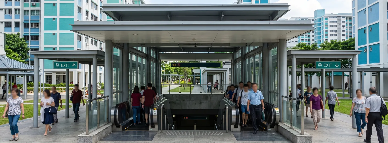 Singapore MRT station with HDB flats nearby